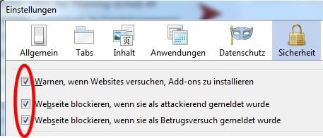 Phishing protection in the Browser to activate