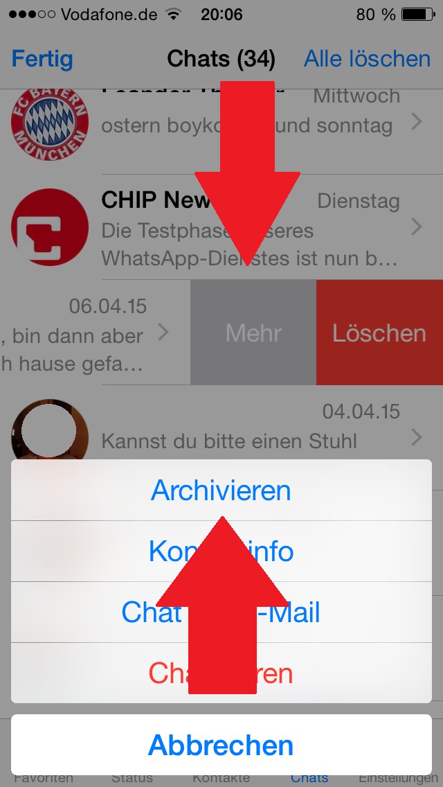Löschen whatsapp archivierte iphone chats bei So löschen