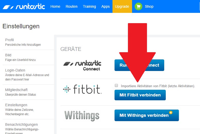 runtastic and fitbit